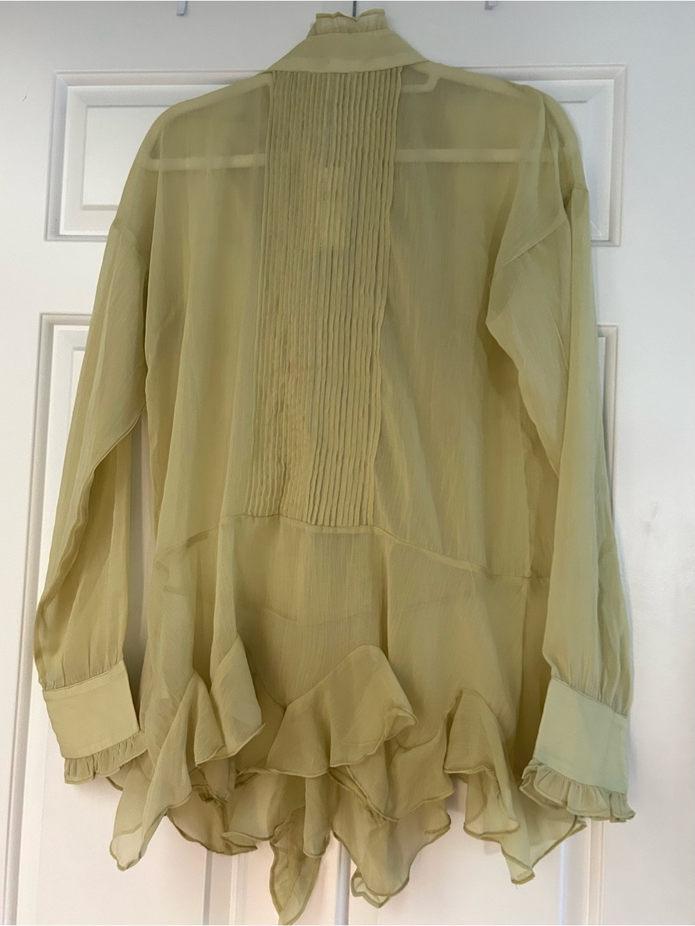 Anthropologie Letmebe Light Green Ruffled Blouse - Picture 6 of 9